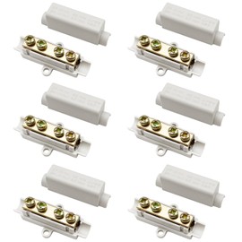 Hoembpn 6 Pcs Cable Connectors Brass Terminal Block 1000V 100A High Power Splice 2.5-16mm² Wire Universal with Double Screws and Flame Retardant Shell, For Household, Industrial, Distribution Box