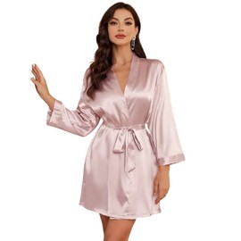 Marquisa Women's Satin Silky Short Robes for woman, Bridesmaid Bride Party Satin Robes Sleepwear