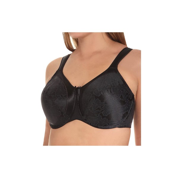 Bali Women's Satin Tracings Minimizer Underwire Bra, Black, 42C