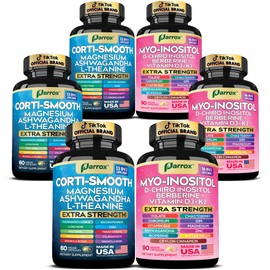 Parrox Cortisol & Myo-Inositol Supplement Bundle, Soothe & Smooth Bundle, Cortisol Balance, GABA, Magnesium, Ashwagandha, L-Theanine, D-Chiro Inositol, Folate, Berberine, Chasteberry, Zinc (3 Pack)