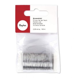 Rayher Blumendraht, silber, 0,35 mm ø, Spule 100 m, Material Eisen, verzinkt, nickelfrei, Basteldraht, Wickeldraht, 2425021