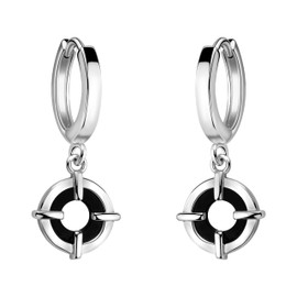 SOFIA MILANI - Women's Earrings 925 Silver - Black Circle Hoop Earrings, Sterling Silver, No Gemstone