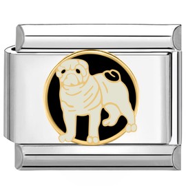 Quiges 9 mm Italian Style Charm Model Stainless Steel Dog Pugs for Italy Charm Bracelets, Copper, No Gemstone