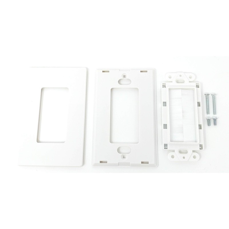 RiteAV - Single Gang Screwless Wall Plate with Brush Bristles