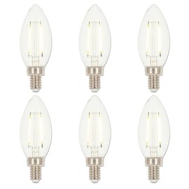Westinghouse 5059220 2 Watt (25 Watt Equivalent) B11 Dimmable Clear Filament LED Light Bulb, Candelabra Base, 6 Pack