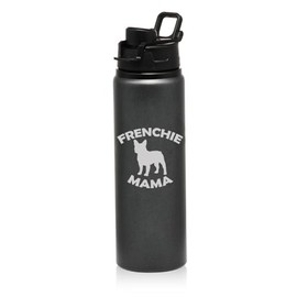25 oz Water Bottle Sports Travel Mug Gift Frenchie Mama French Bulldog (Charcoal)