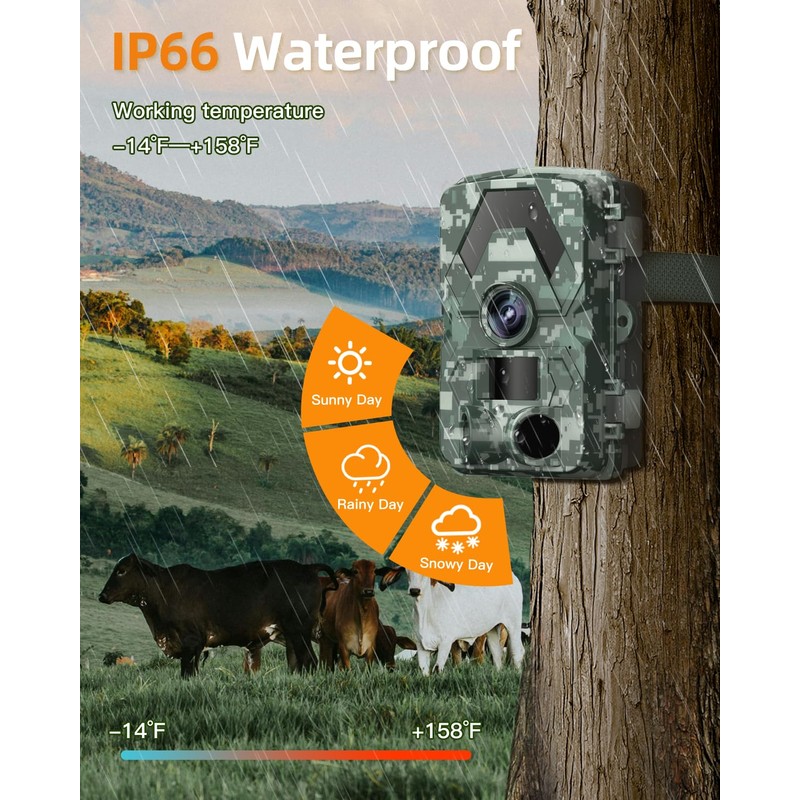 EBXDW Trail Camera, 5K 60MP Game Camera with 130°Wide Angle,