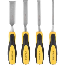 Gunpla 4 Pieces Wood Chisel Set Woodworking Carving Heavy Duty Hand Tools 1/4", 1/2", 3/4" and 1" (6mm, 12mm,19mm, 25mm) with Soft-Grip Handles