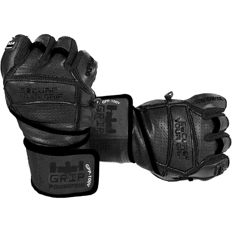 Elite Leather Gym Gloves with Built in 2" Wide Wrist