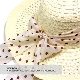 TOSKATOK Ladies Wide Brimmed Floppy Straw HAT (Beige)