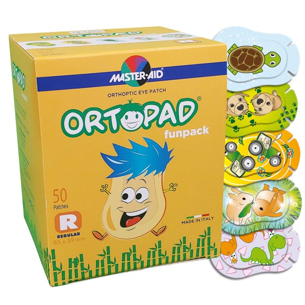 Ortopad® Bamboo Fun Pack Eye Patches, 50/Box (Regular Size, 4+ yrs) Hedgehog Pack