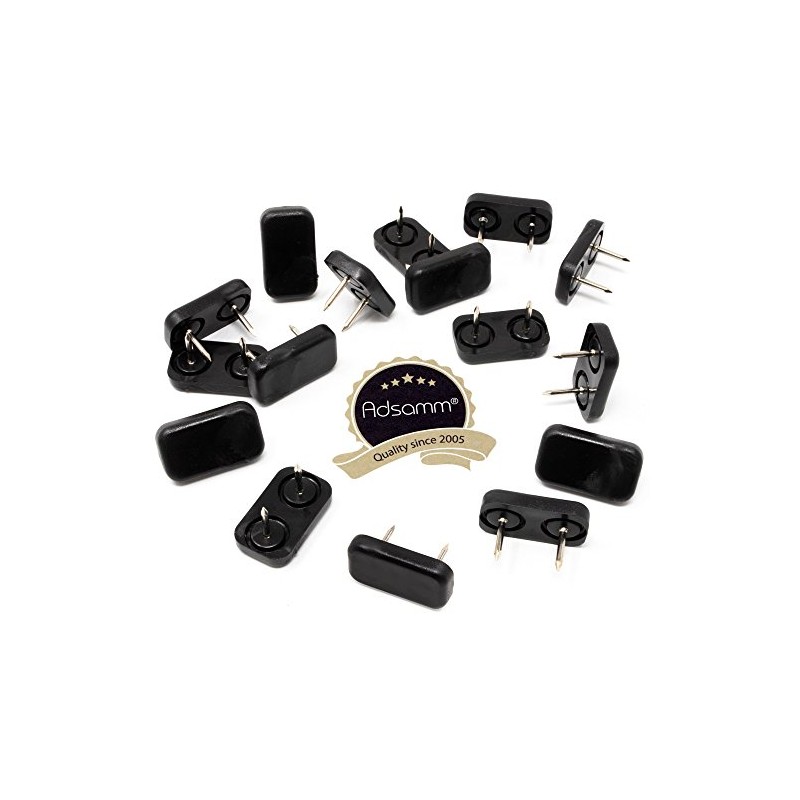 Adsamm® 16 x Plastic Gliders with 2 Nails / Black