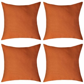 Home Brilliant Orange Cushion Cover for Garden Chair, Outdoor Waterproof Cushions Pillow Covers 18x18, Plain Design Waterproof Cushion Covers 45 x 45 CM, Pack of 4, Burnt Orange