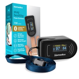 Homedics Smart Pulse Oximeter Fingertip,700 Series,App Bluetooth Oxygen Saturation Monitor with Heart Rate, Auto-Rotating Display, OLED Screen, Soft Silicone