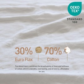 BISELINA French Linen Duvet Cover Set 3pcs with Hidden Zipper Closure Natural Flax Cotton Blend Solid Color Soft Breathable Luxury Farmhouse Bedding -Full Size, White