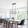 LMSOD Modern Black 6-Light Linear Chandelier, E12 Base, Adjustable Chain