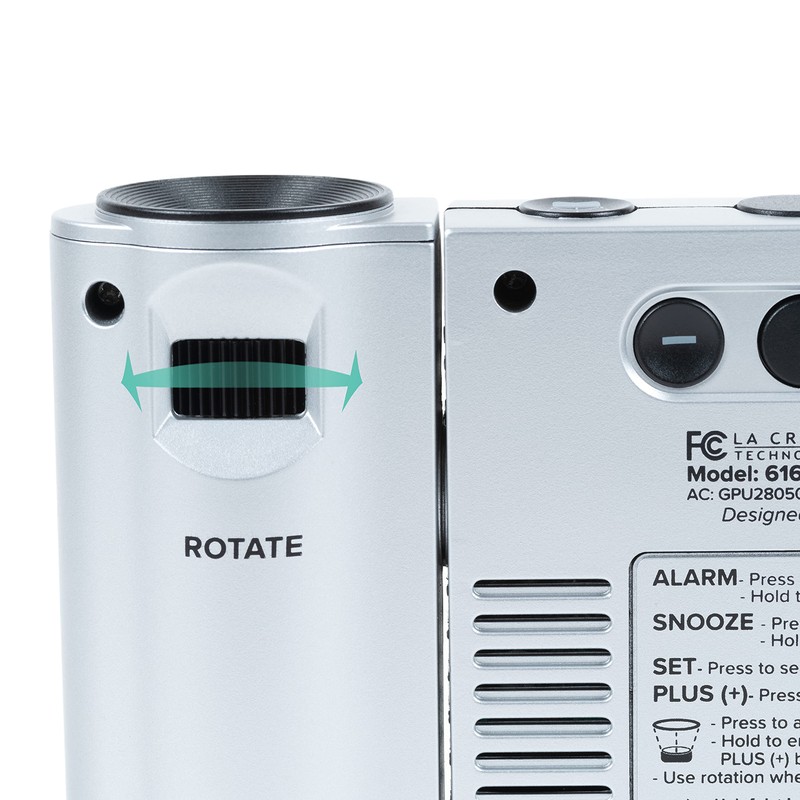 La Crosse Technology 616-12667-INT Silver Atomic Projection Alarm Clock with