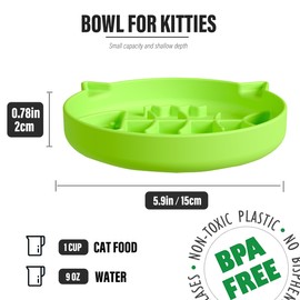 Slowpaw Silicone Cat Slow Feeder，Slow Feeder Cat Bowl Wet Food with Suction Cups，Puzzle Feeder Cat, Cat Slow Feeder Bowl Wet Food,Cat Interactive Toys ，Effectively Reduce Overeating in Kitty(Green)