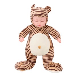 40cm Vinyl Doll Realistic Cute Soft Simulation Vinyl Tiger Shaped Doll Baby Doll with 3 Light Music for 4 to 6 Years Old Kids
