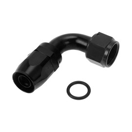 A ABSOPRO Male Flare Reducer Hose Fitting Adapter TF-1001-AN12 90° Fuel Line Connector Aluminum with O-ring Black