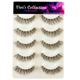 5 Pairs Eyelashes Natural Wispy Long Thick Black Handmade False Eye Lashes Multipack Set - 000