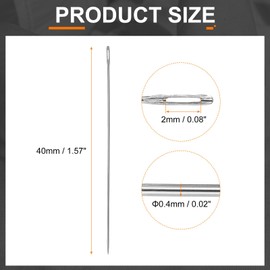 sourcing map 25pcs Sewing Needles 0.4mm Diameter 40mm (1.57") Long Ultra-Thin Stainless Steel Hand Embroidery Bead Needles for Jewelry Making DIY Crafts