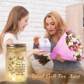 BeneCharm Aunt Gifts, Aunt Birthday Gifts, Decorative Jar Night Light Gift for Aunts Birthday, Christmas, Mothers Day, Aunts Presents from Niece Nephew