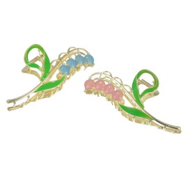 VOCOSTE 2pcs Flower Metal Hair Claw Clip, Floral Hair Claw for Women, Cute Claw Clip, Non-Slip Fashion Hair Accessories, Blue, Pink