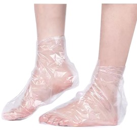 200 botines desechables de plástico transparente, forros de baño de parafina para pedicura de pies, tratamiento de cera de spa caliente, bolsas de terapia térmica más gruesas y grandes, forros de calcetines de plástico, XL