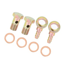 INFINAUTO 2 Sets 16mm Banjo Hose Barb Bolt Fitting Banjo Bolt Washer Bronze Tone Metal for Motorcycle Car Stylish Design