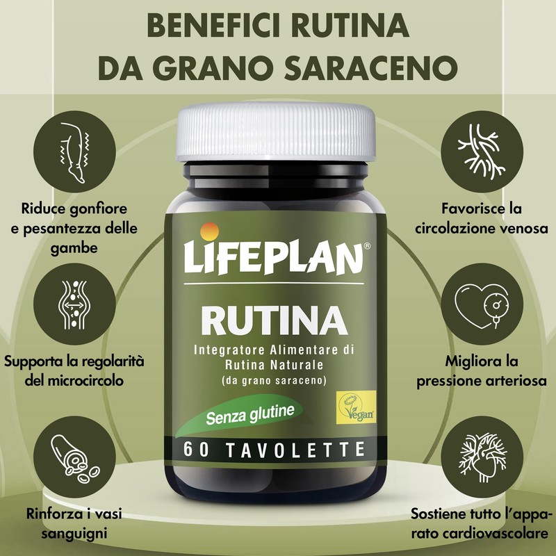 LIFEPLAN Rutina da Grano Saraceno, Integratore Microcircolo naturale per Circolazione