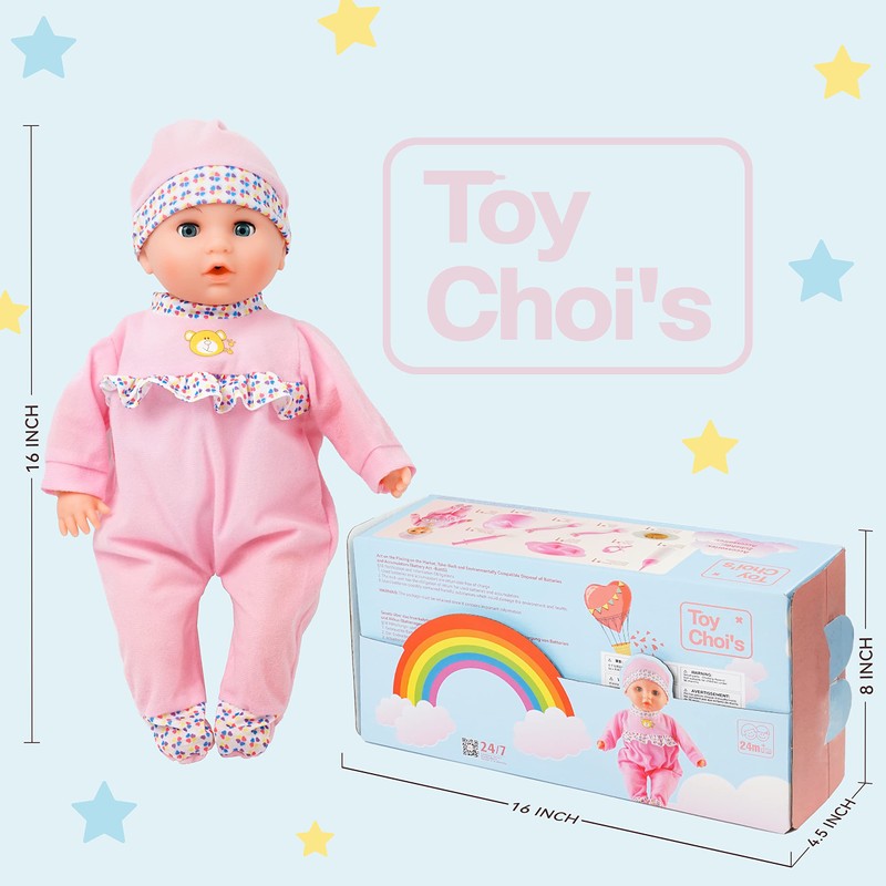 Toy Choi's 16 Inch Interactive Baby Doll Pink - Talking
