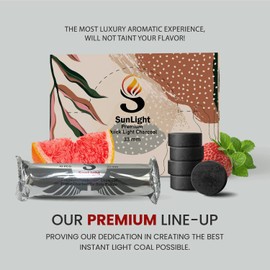 Sunlight Premium Charcoal Tablets for Incense - Instant Light - 100 Discs - 33mm - Resin Burner Rolls - Pack of 100 Coal Briquettes - Instant Fire Coal