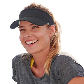 Women Sun Sport Visor Hats for Running,Tennis,Golf - Adjustable & Lightweight (V206-Black)