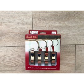 Haute Decor The Original Mantle Clip Chrome Finish Christmas Stocking Hangers 4 Pack - New