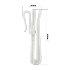 TOP-VIGOR 5Pcs Curtain Hooks Adjustable, Plastic Depth Pinch Pleat Locking Curtain Tape Clip Hook, Lift Curtain Tape Hooks for Window Shower Door Curtains Header Clip Hooks, White