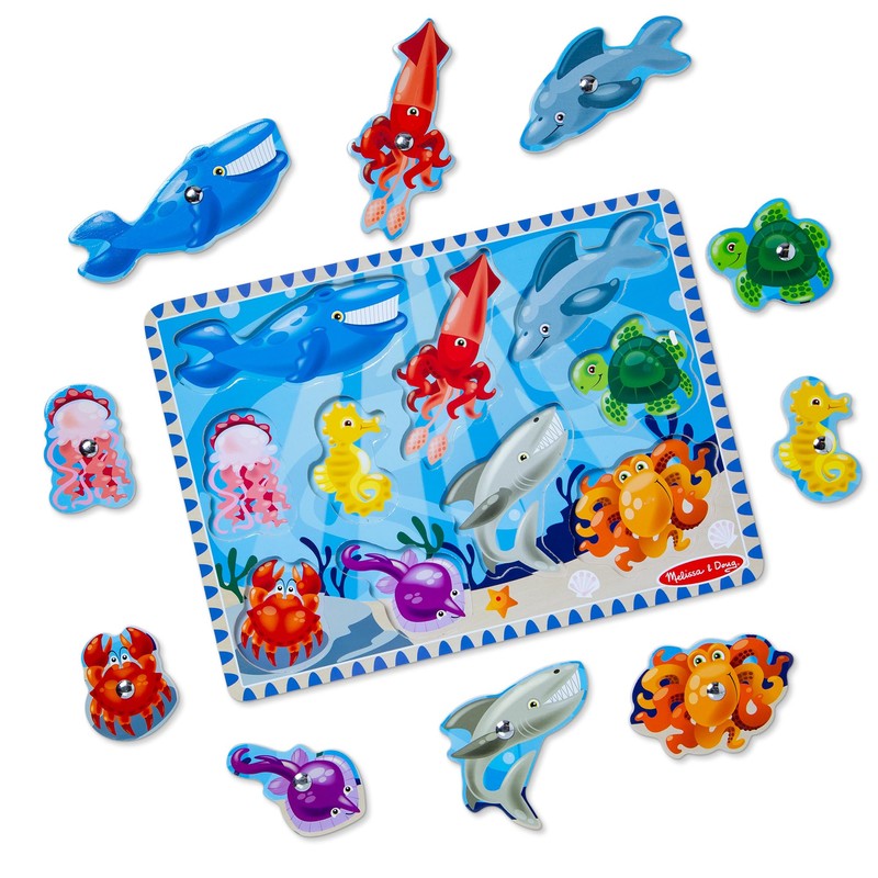Melissa & Doug Magnetic Wooden Fishing Game and Puzzle With