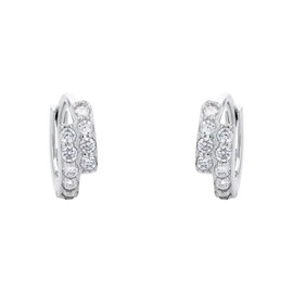 Amor 2017290 Women's Creole Earrings 925 Sterling Silver with Synthetic Zirconia 1.1 cm Silver Comes in Jewellery Gift Box, Silver, Cubic Zirconia
