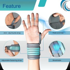 Wonder Care Gym Wrist Supporter Wrist Band for Men Women with Thumb Loop Strap, Velcro Elastic Wrist Wrap Gym Accessories Hand Grip Wrist Support Straps for Gym, Weightlifting (Grey,1 Pair)