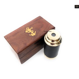 6" Handheld Brass Telescope with Wooden Box - Pirate Navigation