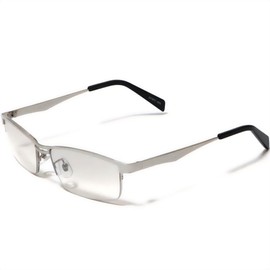 Bliss Leather, Full Model, Ichii Date Glasses, Sunglasses, Fine Frame, Slightly Evil, Fashionable, Eye Friendly, UV Protection, Lightweight, Silver × clear