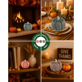 Set of 3 Mini Resin Pumpkins – Hand-Painted Fall Harvest Table Decorations in Brown, Orange & Green, 3.5” Autumn Décor for Thanksgiving Day Farmhouse Styling (Multicolor)