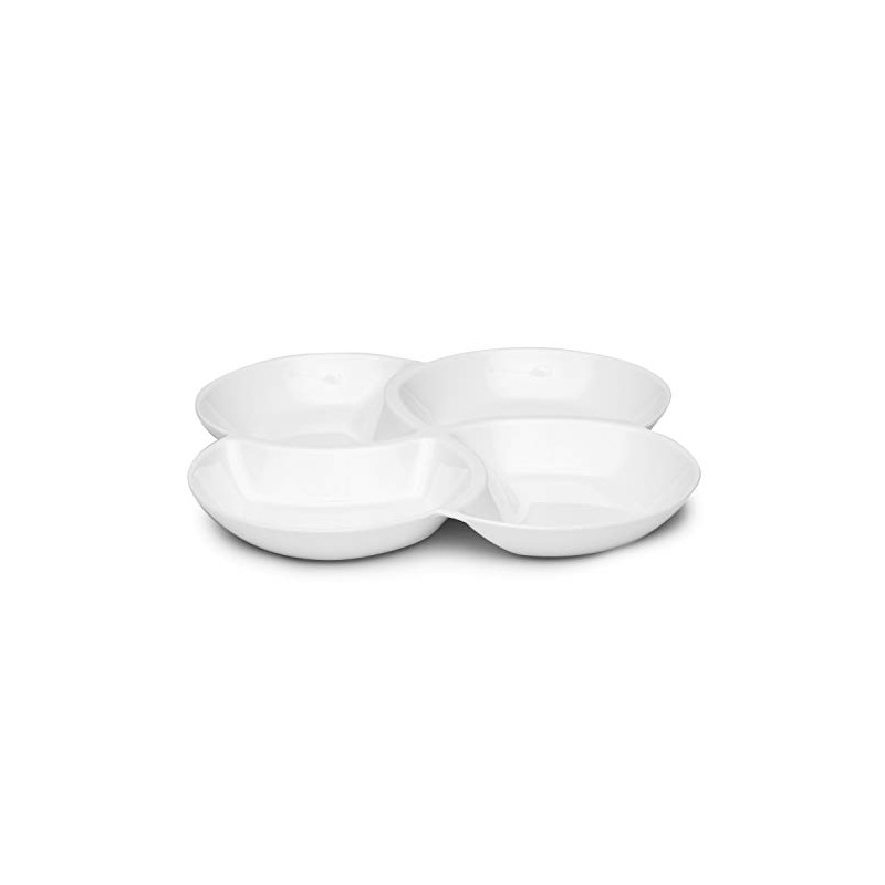 Q Squared Small Clover Serving Platter, Melamine, 12-Inches, White