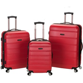 Rockland Melbourne Hardside Expandable Spinner Wheel Luggage, RED, 3-Piece Set (20/24/28)