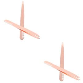 Baluue 4pcs Eyebrow Tweezers with Precision Slanted Tip and Comb End for Facial Hair Removal and Brow Shaping Ergonomic Design for Women