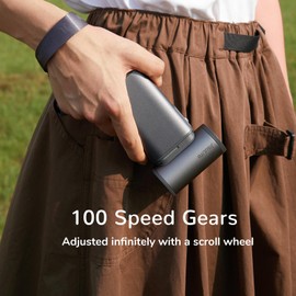 JISULIFE Super Jet Fan, 8500mAh Portable Handheld, 100000 RPM Electric Air Duster, 20m/s Dry Blower, 100 Speed Gears Turbo Fan Digital Display, Rechargeable Compressed Air Duster - Dark Grey