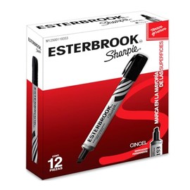 Sharpie Esterbrook Marcador Permanente | 12 piezas | Con Punta Cincel | Negro