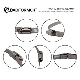 Roadformer 5" Worm Gear Hose Clamp - SAE 80 Size, Full Stainless Steel with 1/2" Band Working Range 116mm - 140mm Duct Clamp Pipe Clamp Worm Drive Hose Clamp Fuel Line Clamp (10 Pack, 116mm - 140mm)