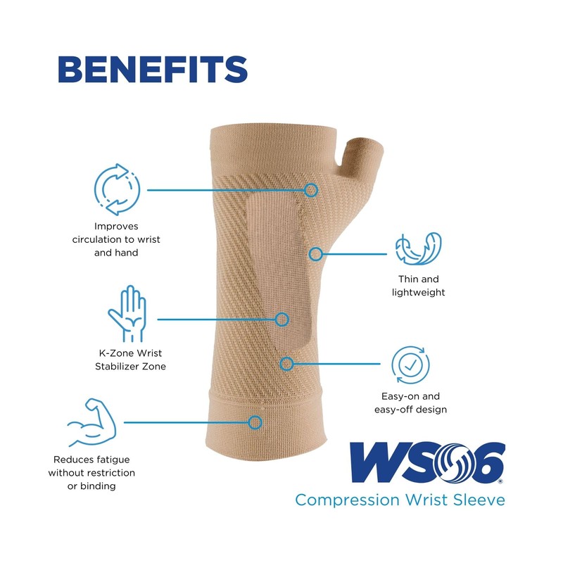 OrthoSleeve WS6 Compression Wrist Sleeve/Carpal Tunnel Wrist Brace, Supports Pain