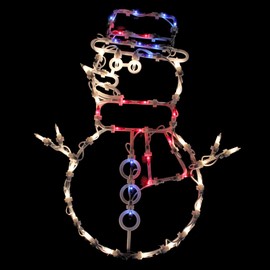Northlight 18" Red and Blue Lighted Snowman Christmas Window Silhouette Decoration